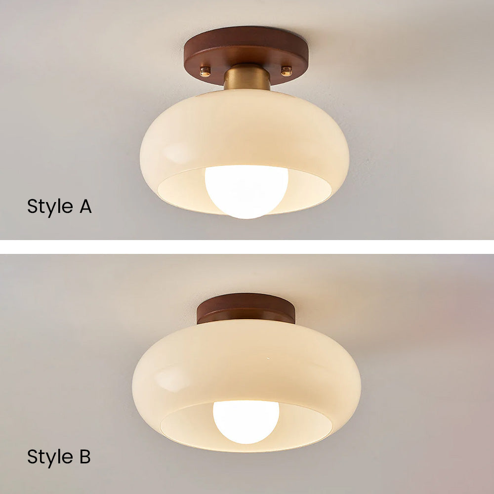 Glass Ceiling Light with Wood for Hallway