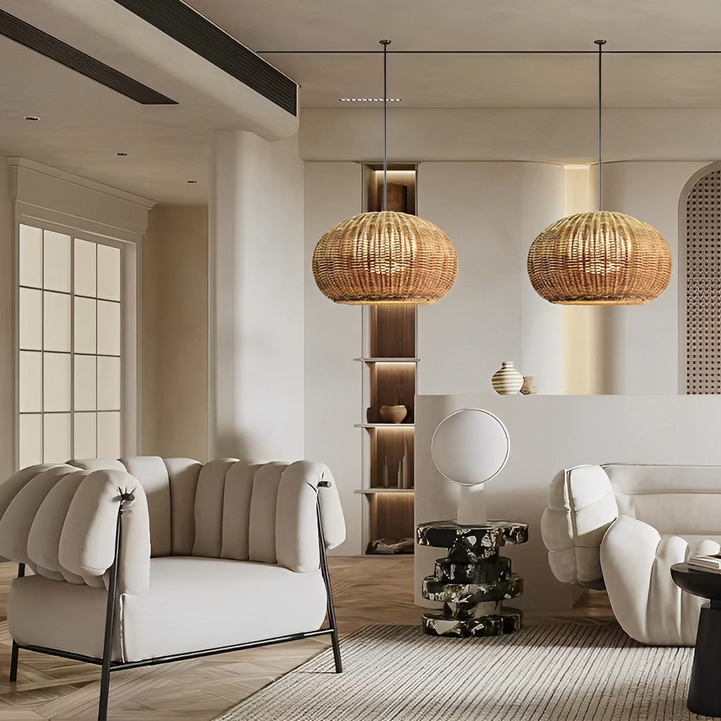 Outdoor Pendant Light Rattan Modern Garden Lamp