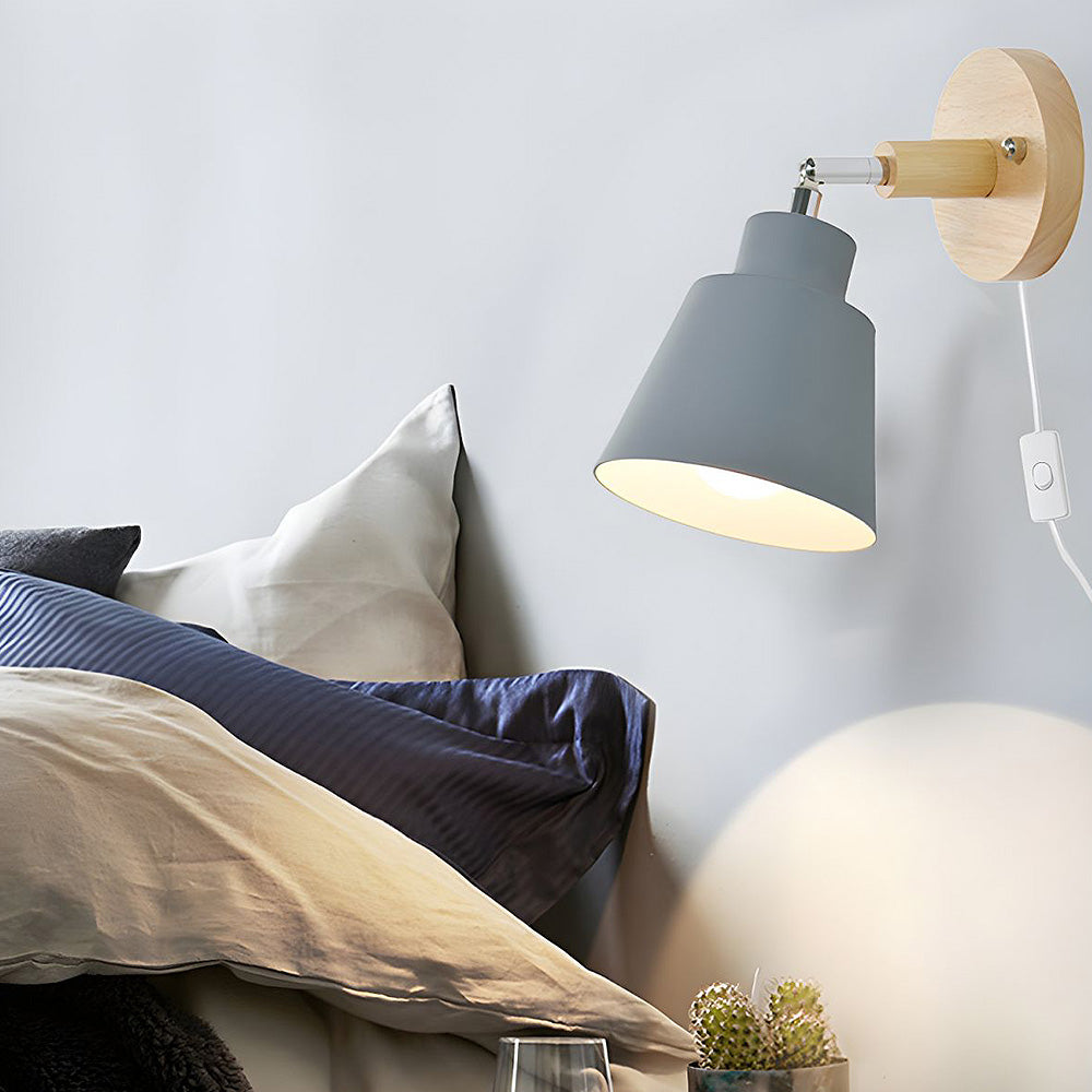 Wall Light With Wood Accent For Bedroom