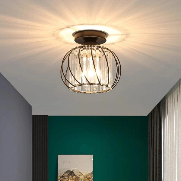 Pendant Light Black Glass Globe Ceiling Fixture