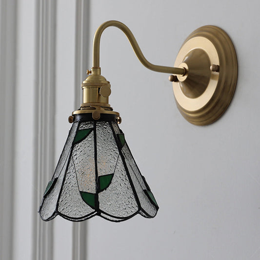 Wall Light With Vintage Glass Shade Fixture