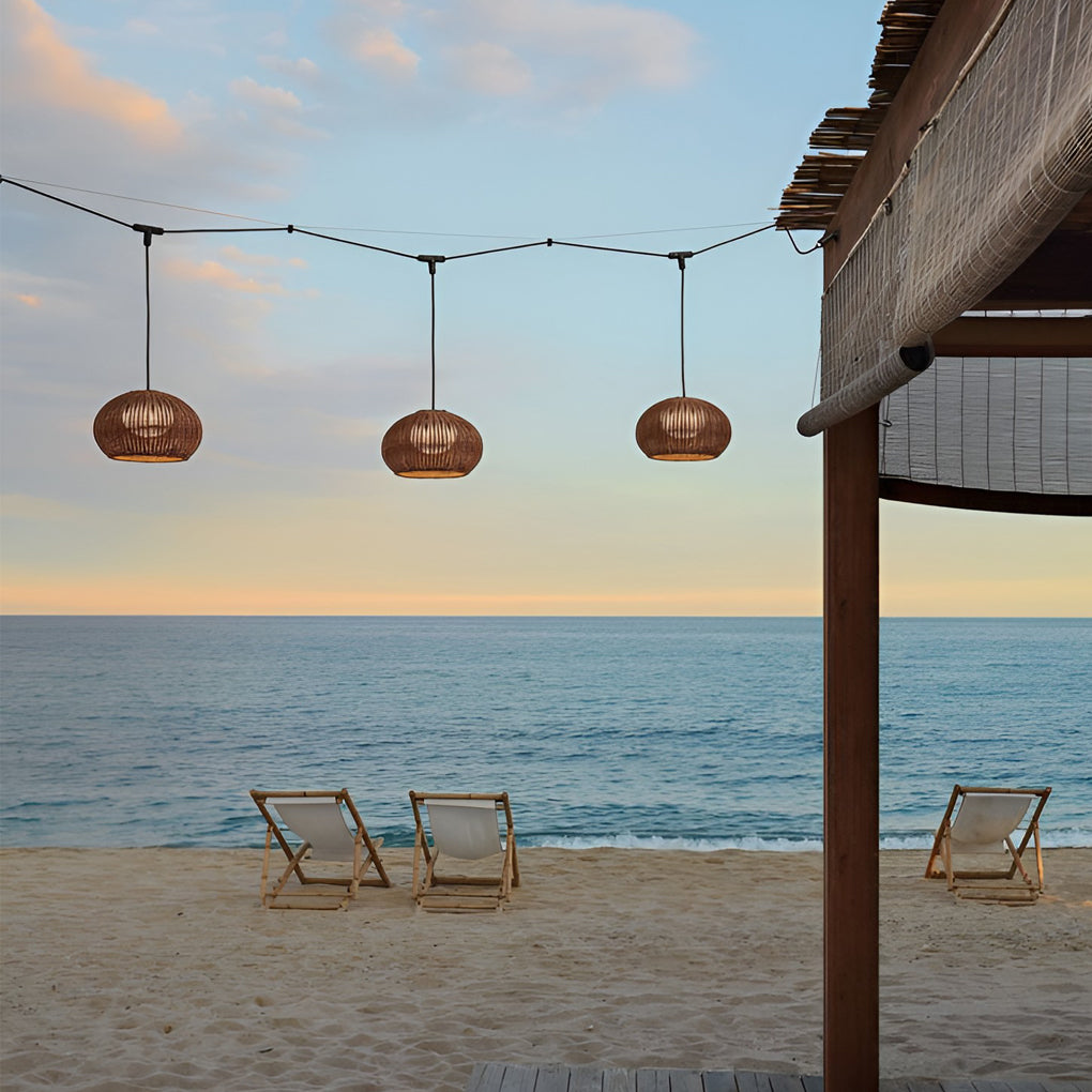 Outdoor Pendant Light Rattan Modern Garden Lamp