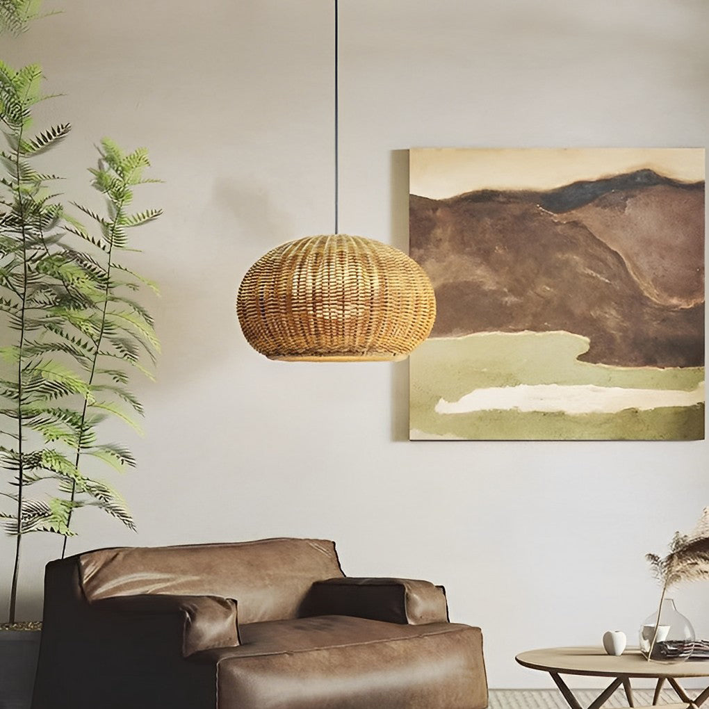 Outdoor Pendant Light Rattan Modern Garden Lamp