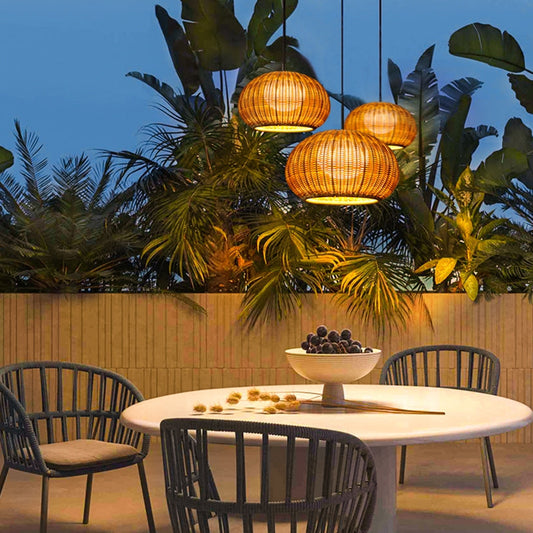 Outdoor Pendant Light Rattan Modern Garden Lamp