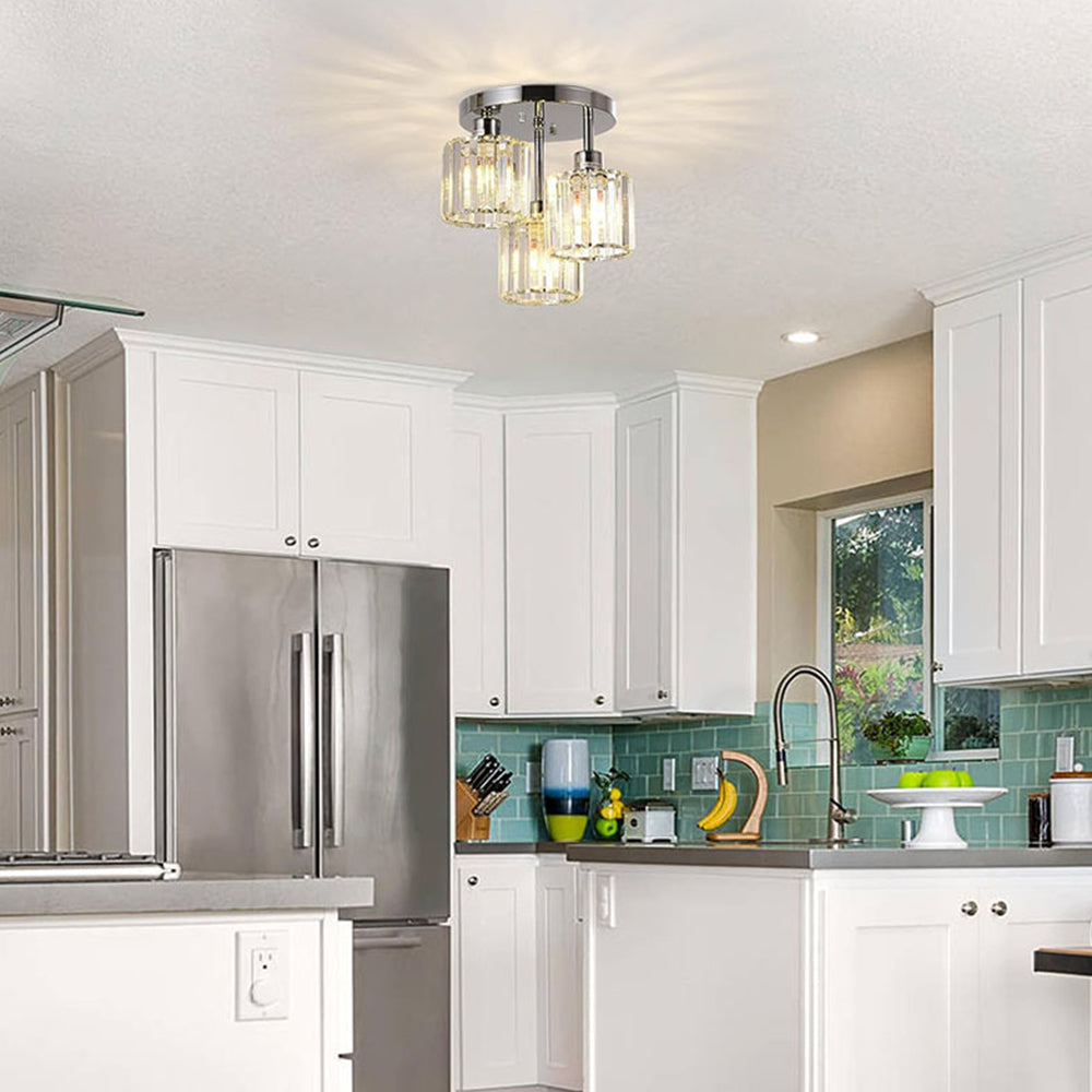 Elegant Modern Crystal Semi-Flush Ceiling Lights