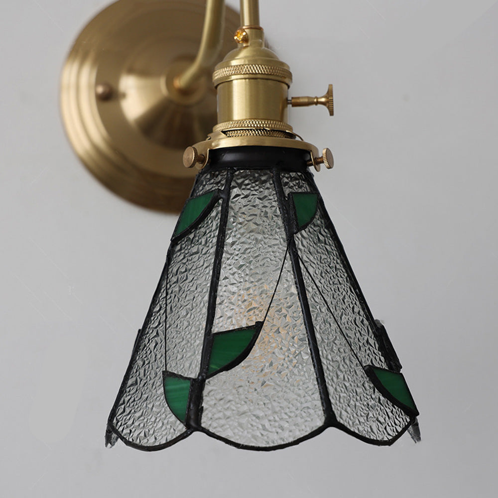 Wall Light With Vintage Glass Shade Fixture