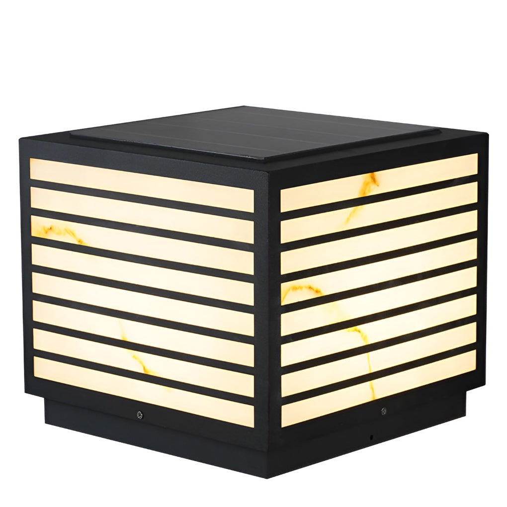 Outdoor Solar Post Light Modern Black Lantern