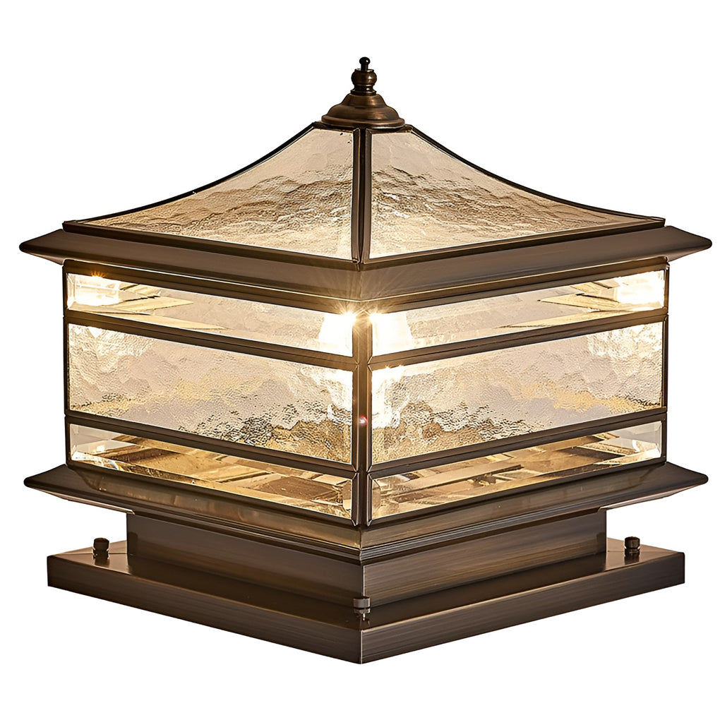 Outdoor Copper Glass Garden Post Light
