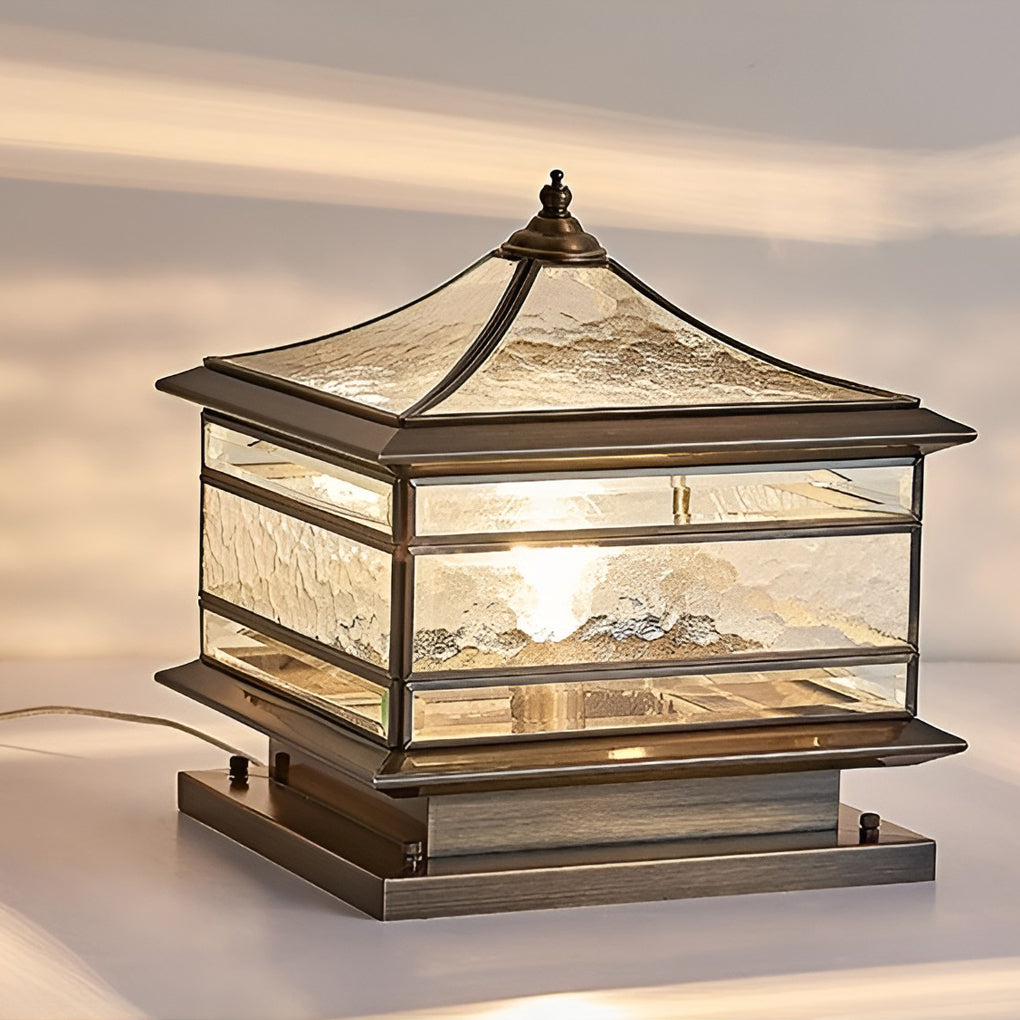 Outdoor Copper Glass Garden Post Light