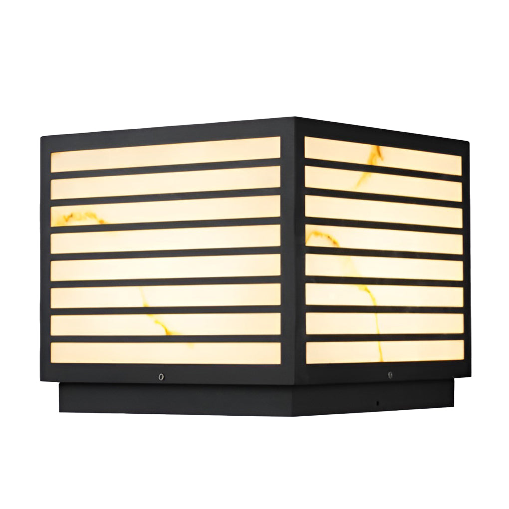 Outdoor Solar Post Light Modern Black Lantern