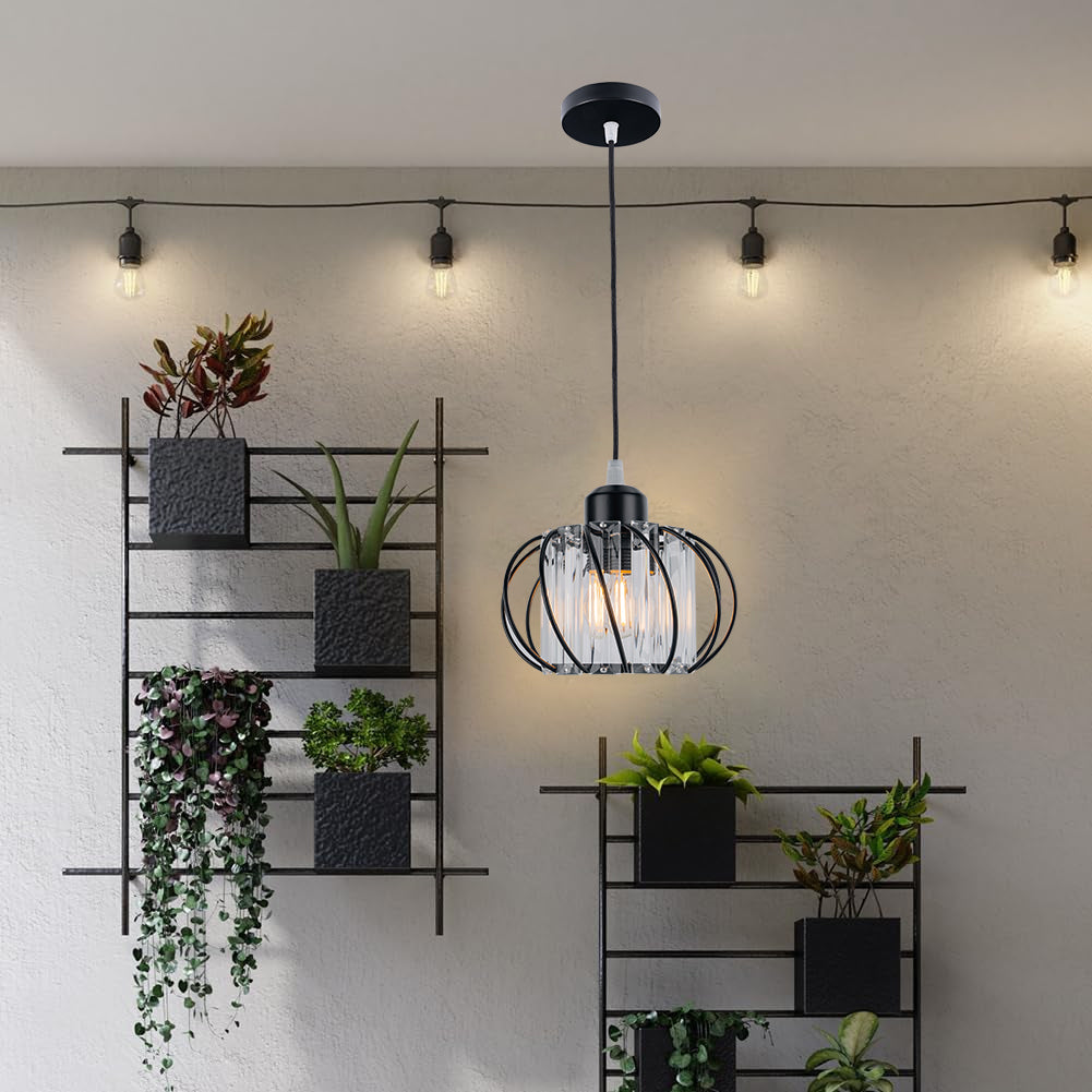 Pendant Light Black Glass Globe Ceiling Fixture