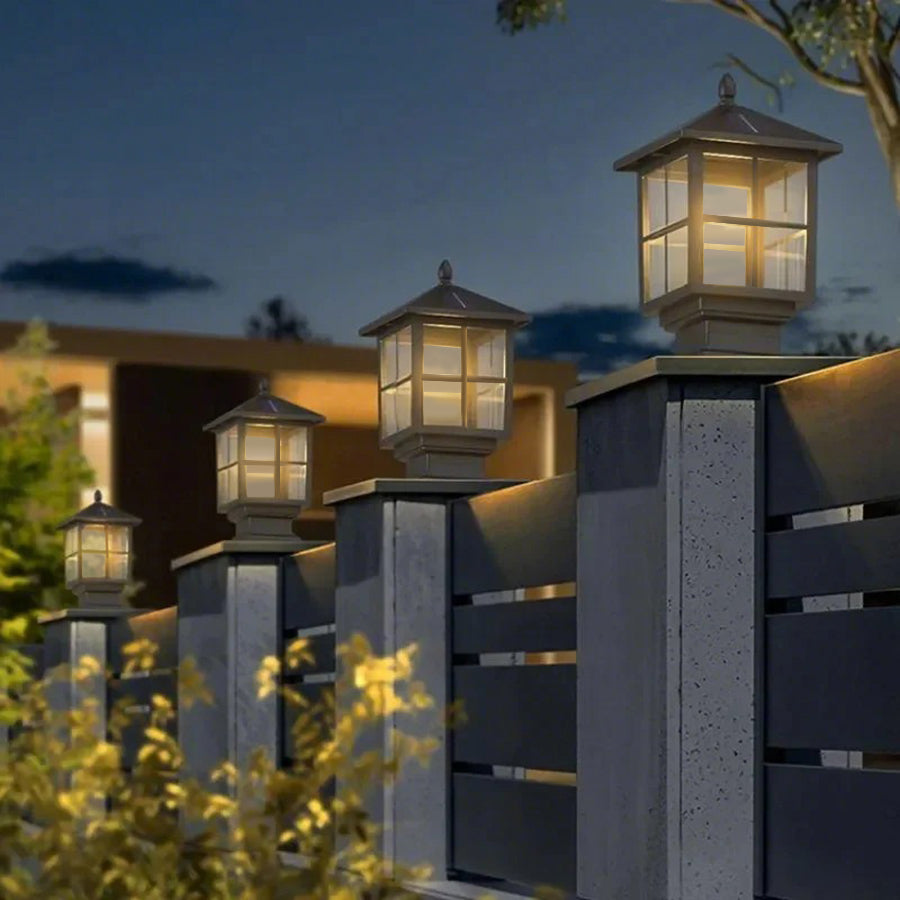 Outdoor Solar Black Metal Garden Post Light