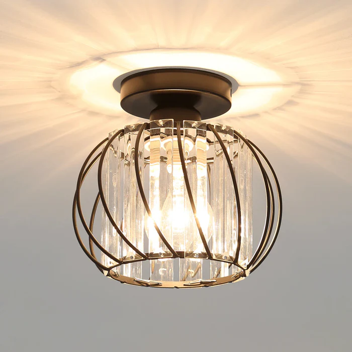 Pendant Light Black Glass Globe Ceiling Fixture