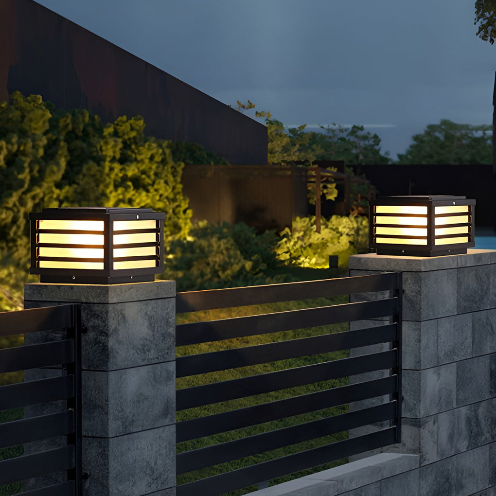 Outdoor Solar LED Fence Post Light Black