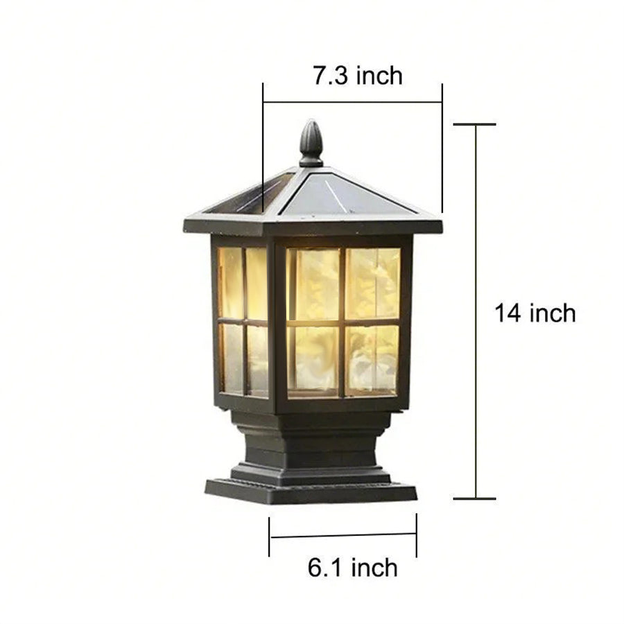 Outdoor Solar Black Metal Garden Post Light