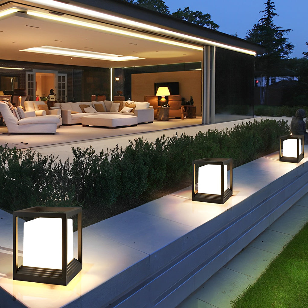 Outdoor Solar LED Lantern Light Black Aluminium