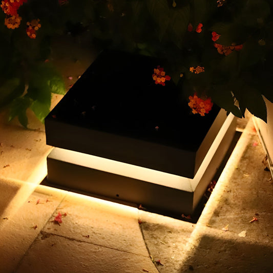 Outdoor Solar LED Post Light Black Modern