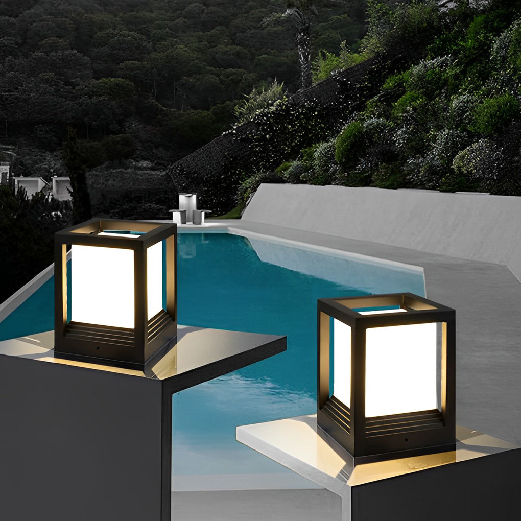 Outdoor Solar LED Lantern Light Black Aluminium