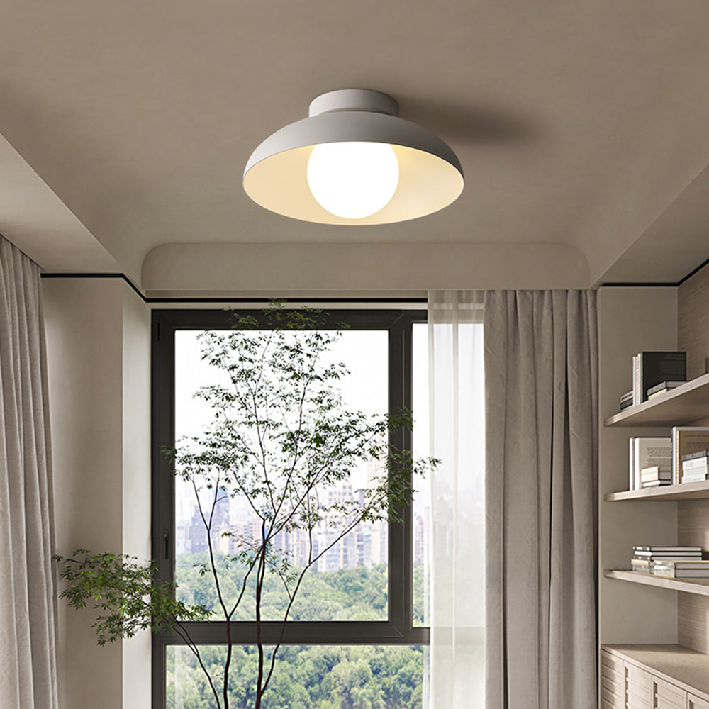 Ceiling Light with Modern White Dome Shade