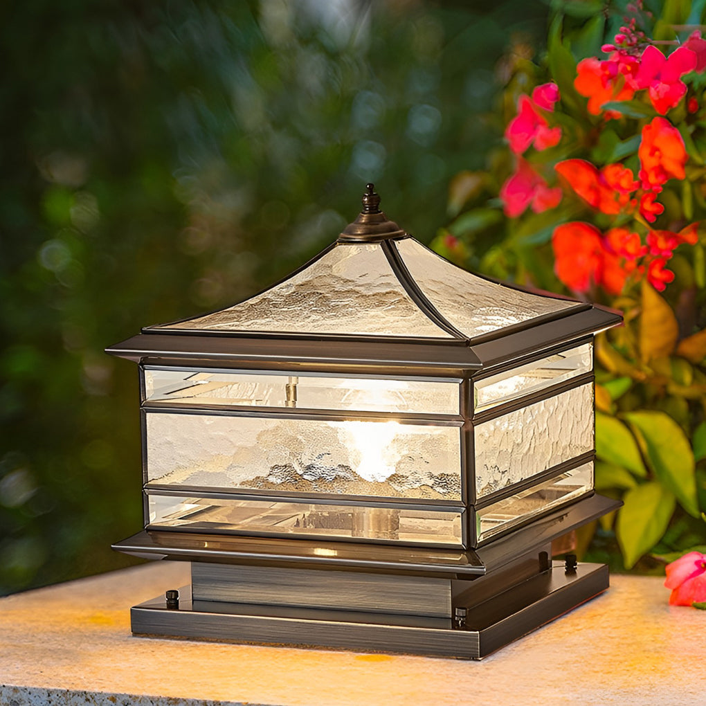 Outdoor Copper Glass Garden Post Light