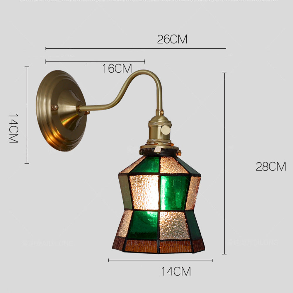 Wall Light With Vintage Glass Shade Fixture