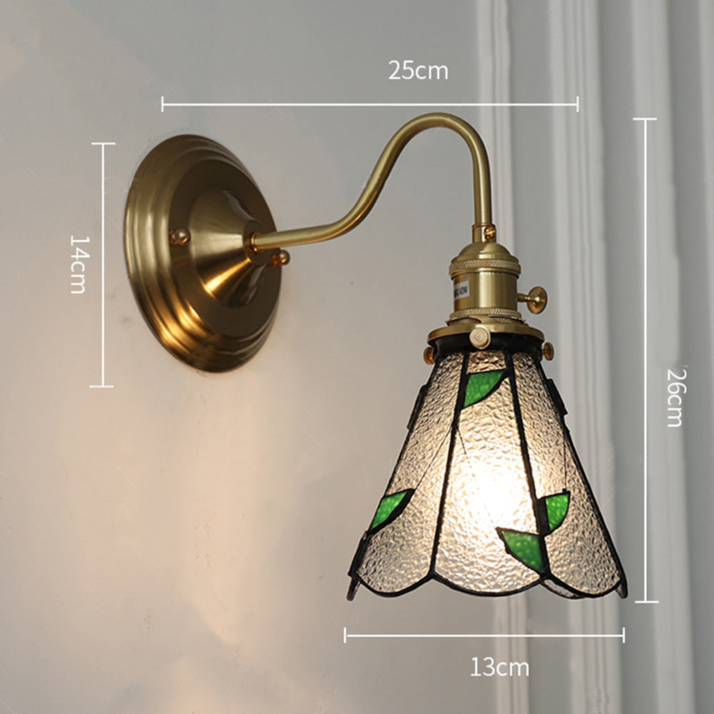 Wall Light With Vintage Glass Shade Fixture