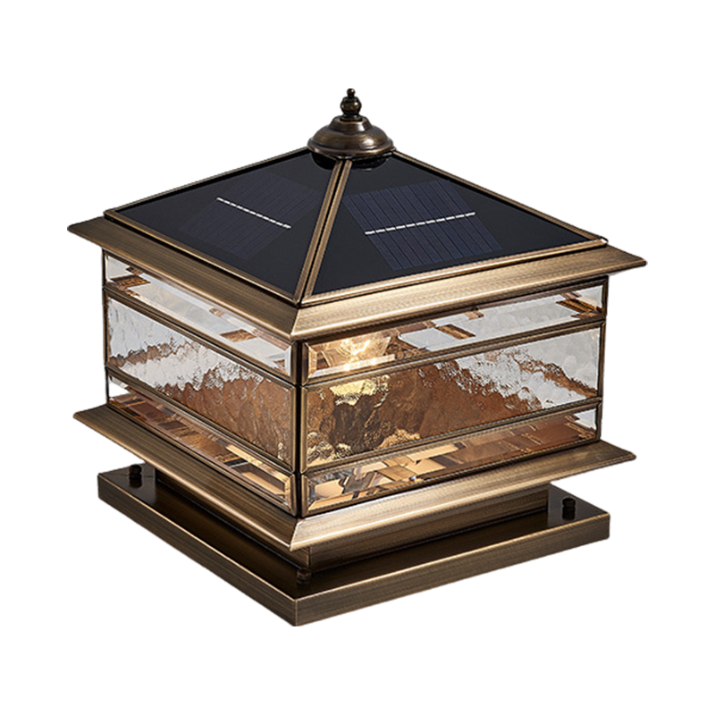 Outdoor Copper Glass Garden Post Light