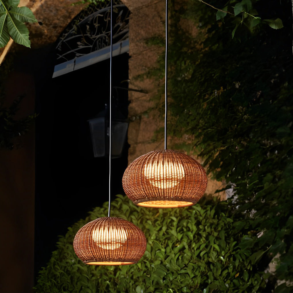 Outdoor Pendant Light Rattan Modern Garden Lamp