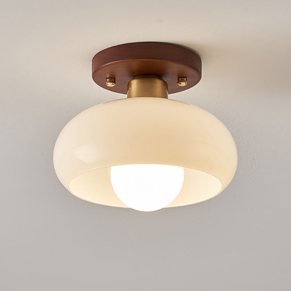 Glass Ceiling Light with Wood for Hallway
