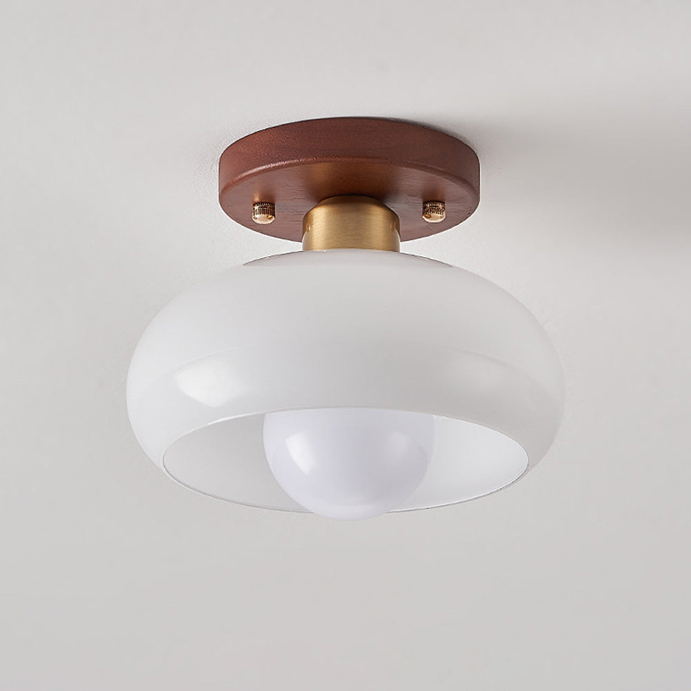 Glass Ceiling Light with Wood for Hallway