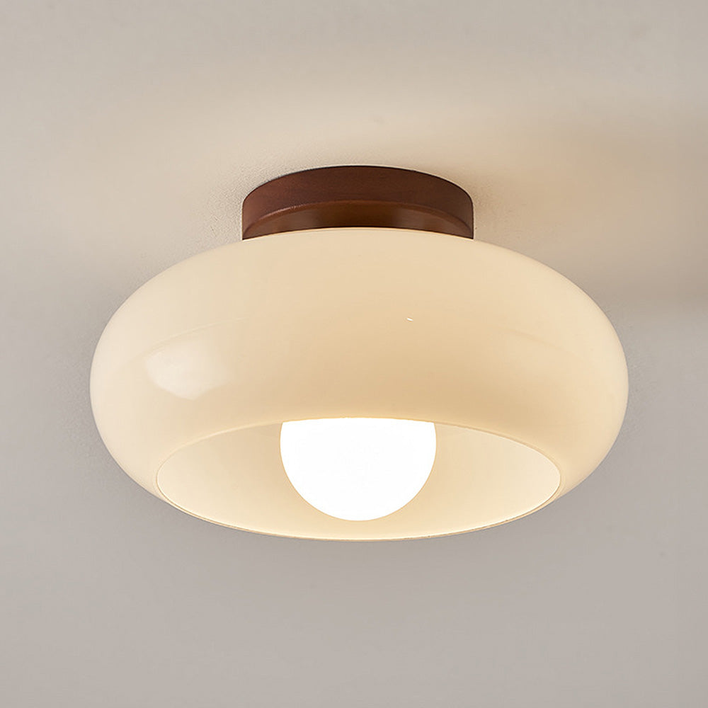 Glass Ceiling Light with Wood for Hallway