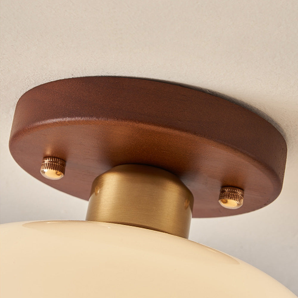 Glass Ceiling Light with Wood for Hallway
