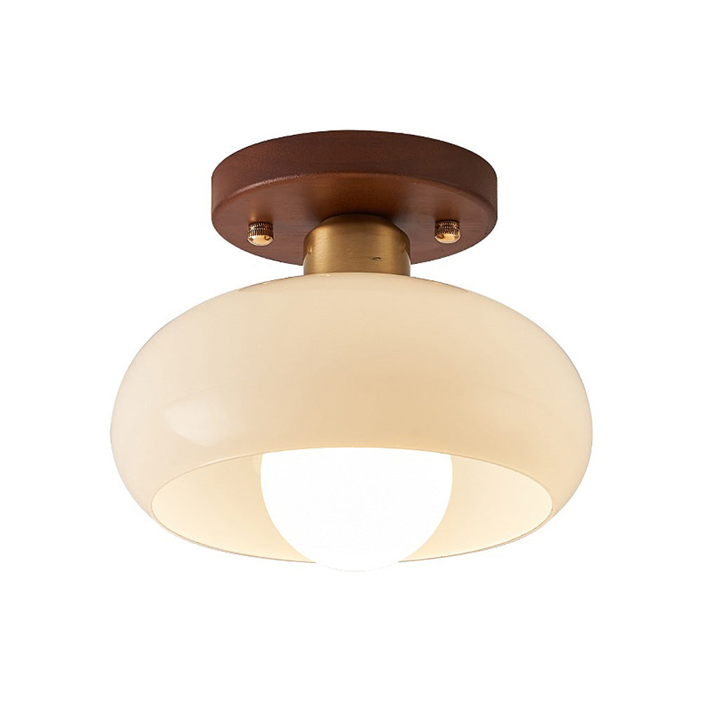 Glass Ceiling Light with Wood for Hallway