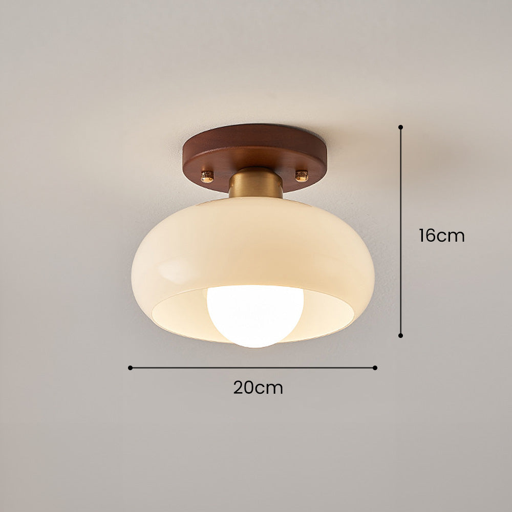 Glass Ceiling Light with Wood for Hallway