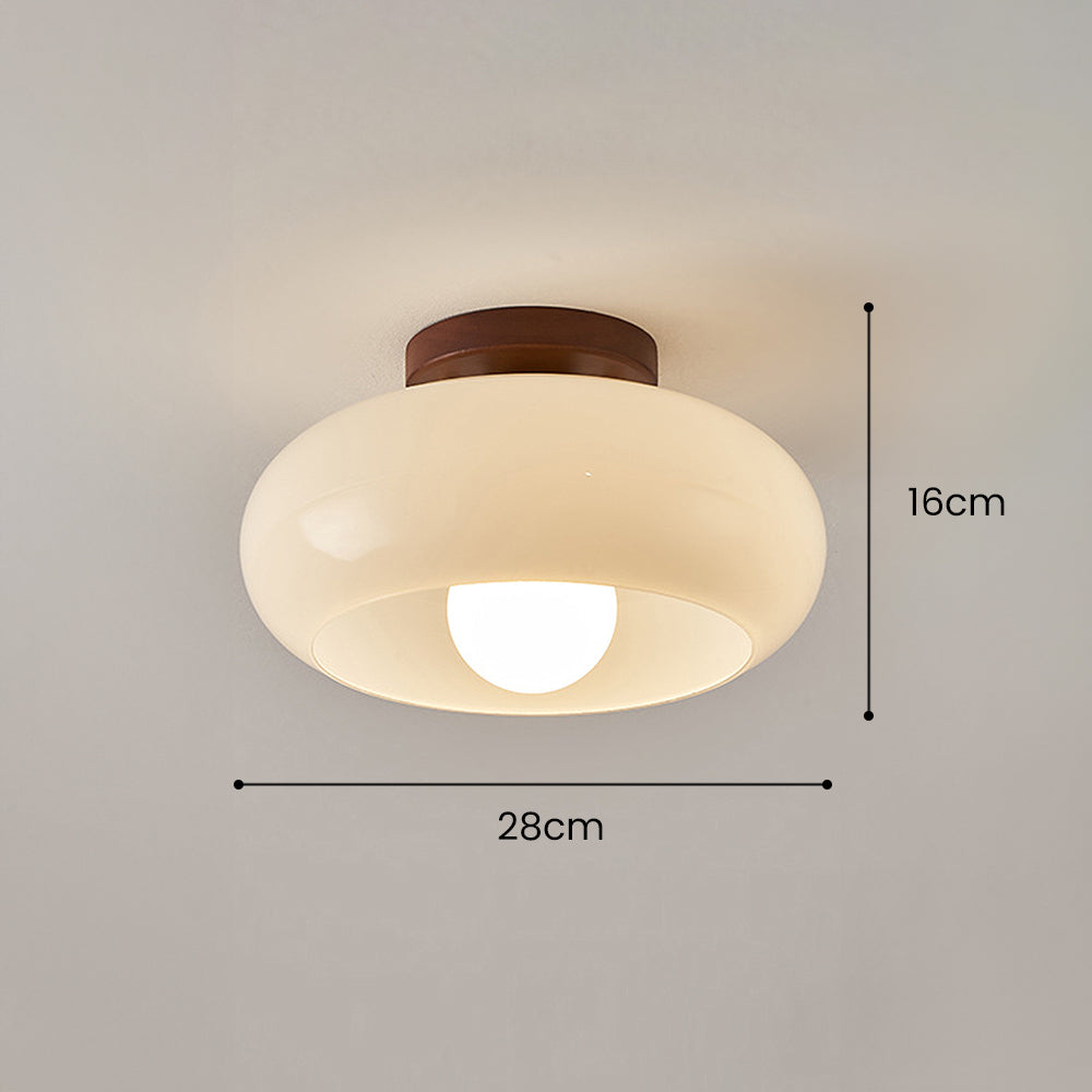 Glass Ceiling Light with Wood for Hallway