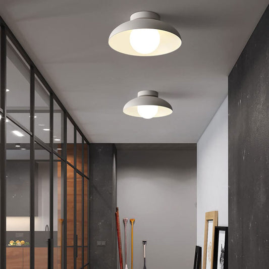 Ceiling Light with Modern White Dome Shade
