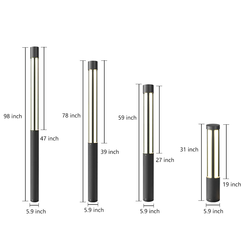Outdoor LED Bollard Light Black Aluminium Post