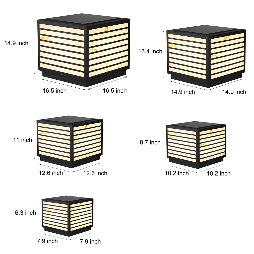 Outdoor Solar Post Light Modern Black Lantern