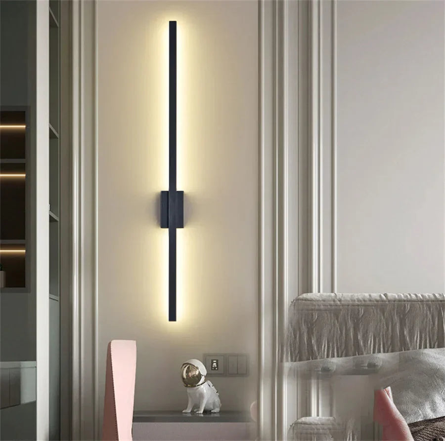 Industrial Minimalist Long LED Iron Wall Lights for Contemporary Living Room Décor and Stylish Illumination