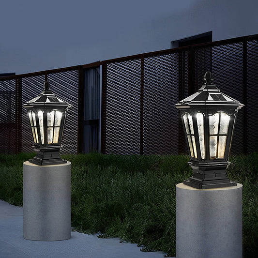 Outdoor Solar LED Black Garden Post Light