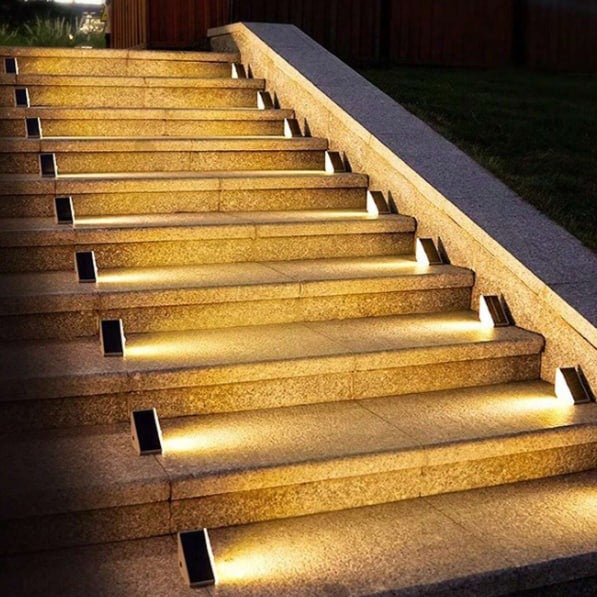 Outdoor Solar Step Lights with Warm LED Glow