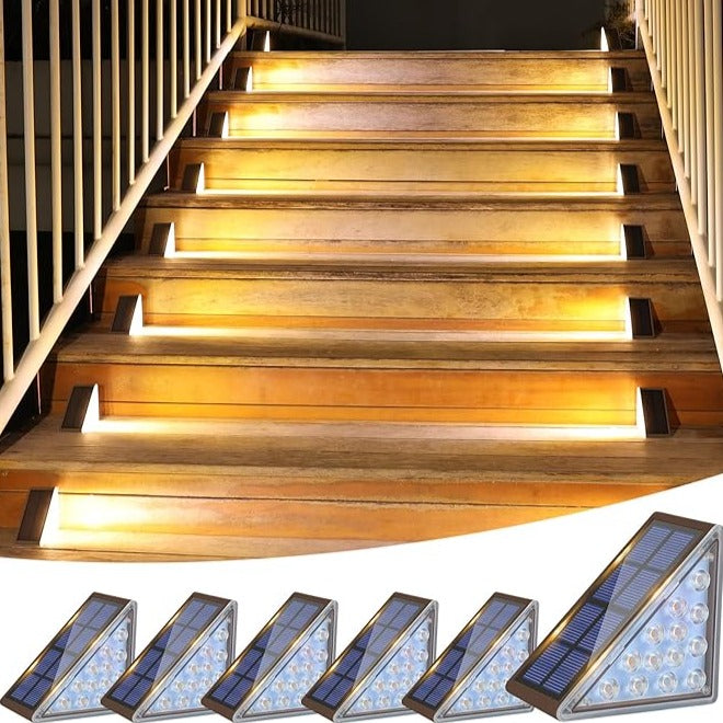 Outdoor Solar Step Lights with Warm LED Glow