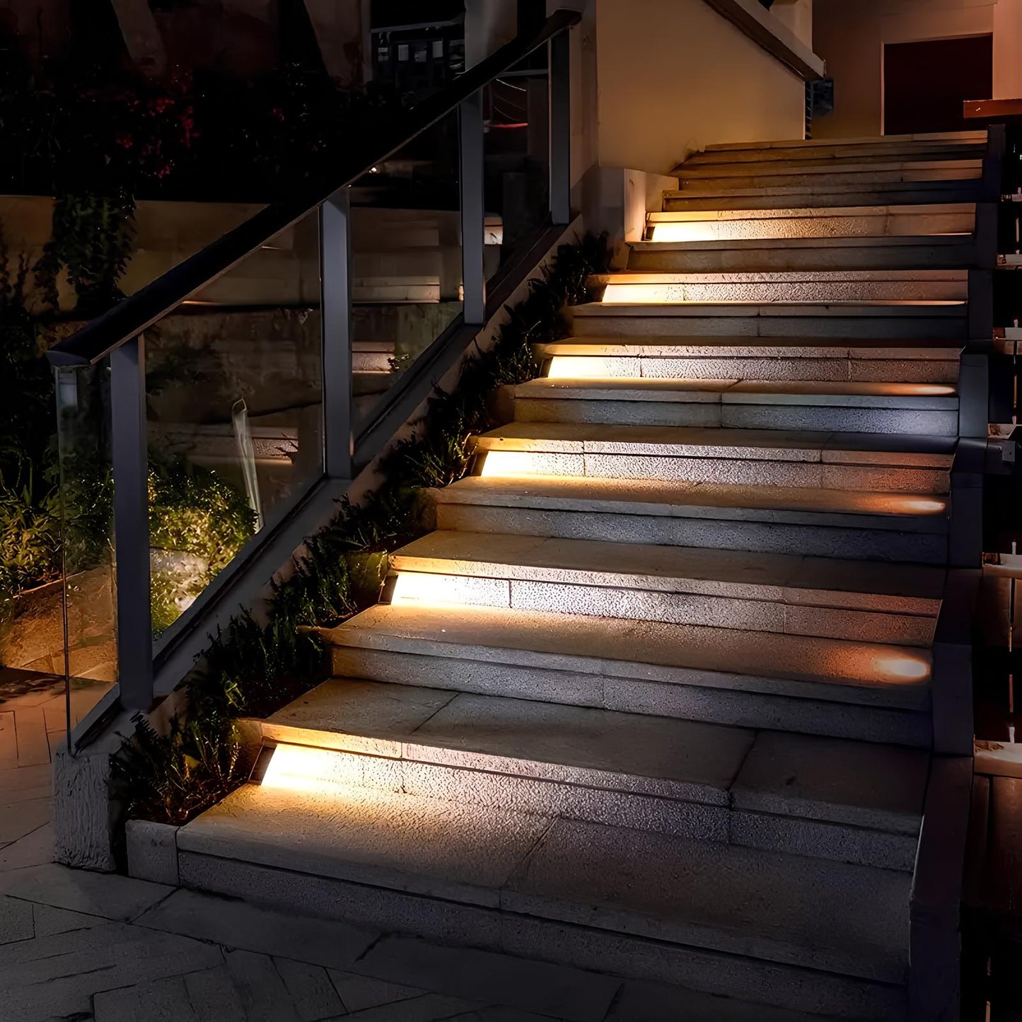 Outdoor Solar Step Lights with Warm LED Glow