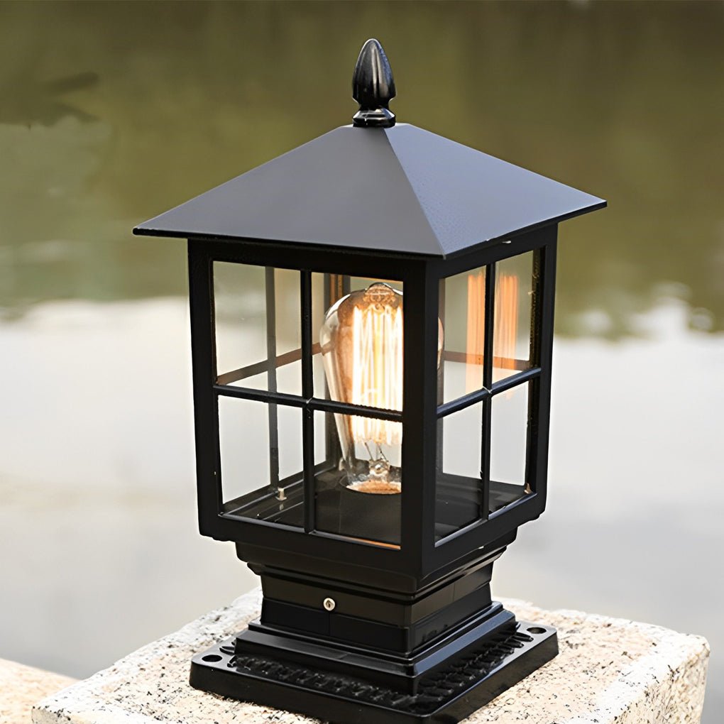 Outdoor Solar Black Metal Garden Post Light