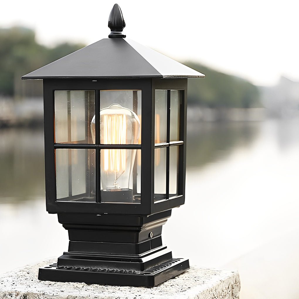 Outdoor Solar Black Metal Garden Post Light