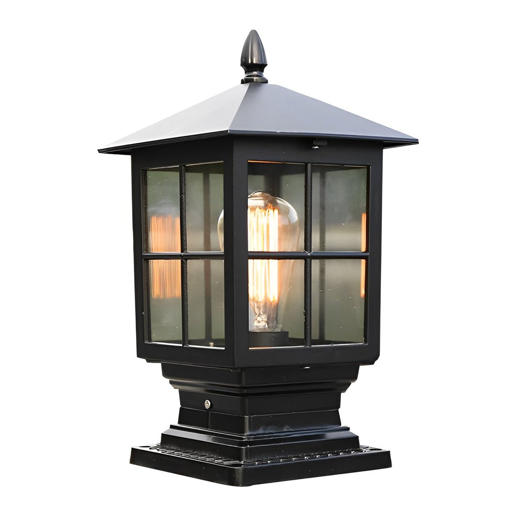 Outdoor Solar Black Metal Garden Post Light