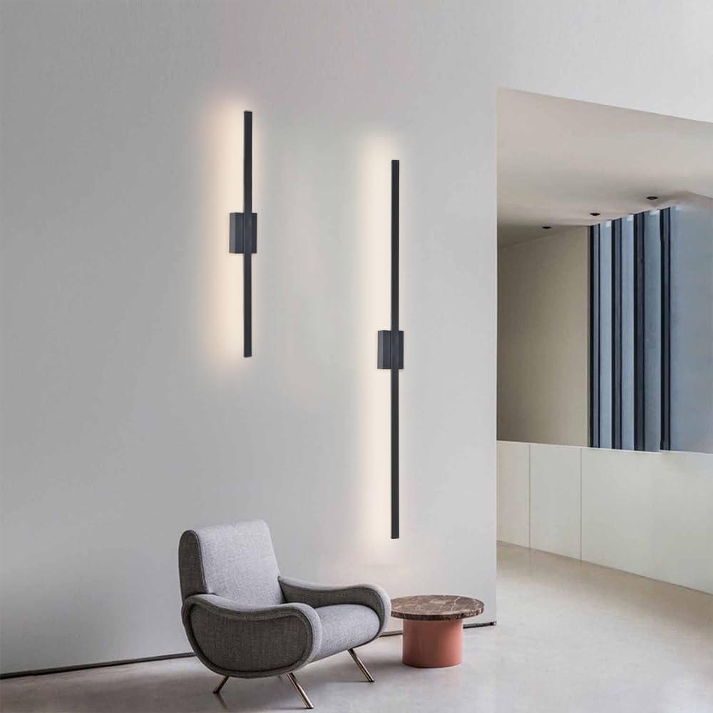 Industrial Minimalist Long LED Iron Wall Lights for Contemporary Living Room Décor and Stylish Illumination