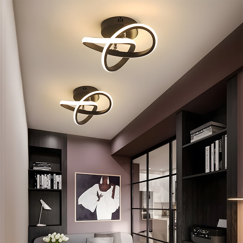 Ceiling Light with LED Black Metal Frame