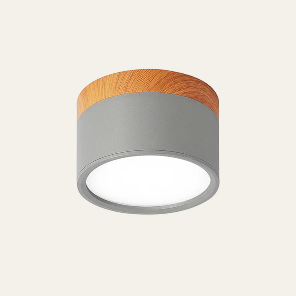 Ceiling Light with Pink Flush Wood Finish