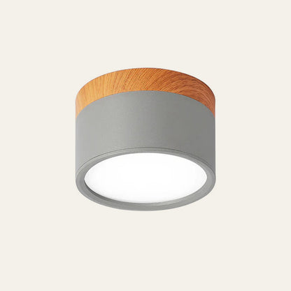 Ceiling Light with Pink Flush Wood Finish